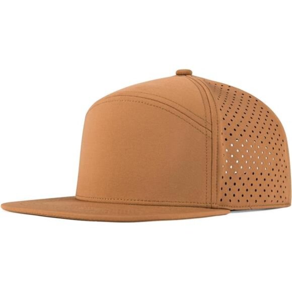 Men Flat Brim Adjustable Performance Hat Brown - Picture 1 of 6